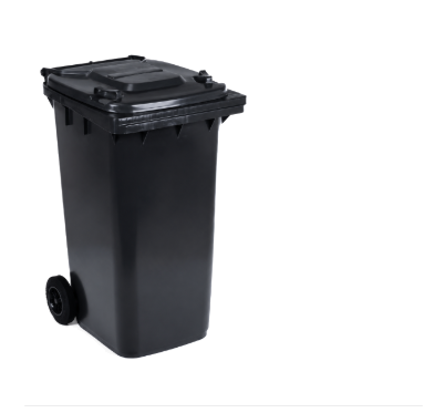 Clean black wheelie bin